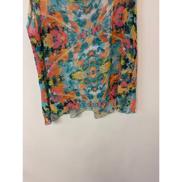 Aeropostale Blouse Sheer SZ XL Racer Back Multi Floral Delicate Boho - Picture 4 of 7